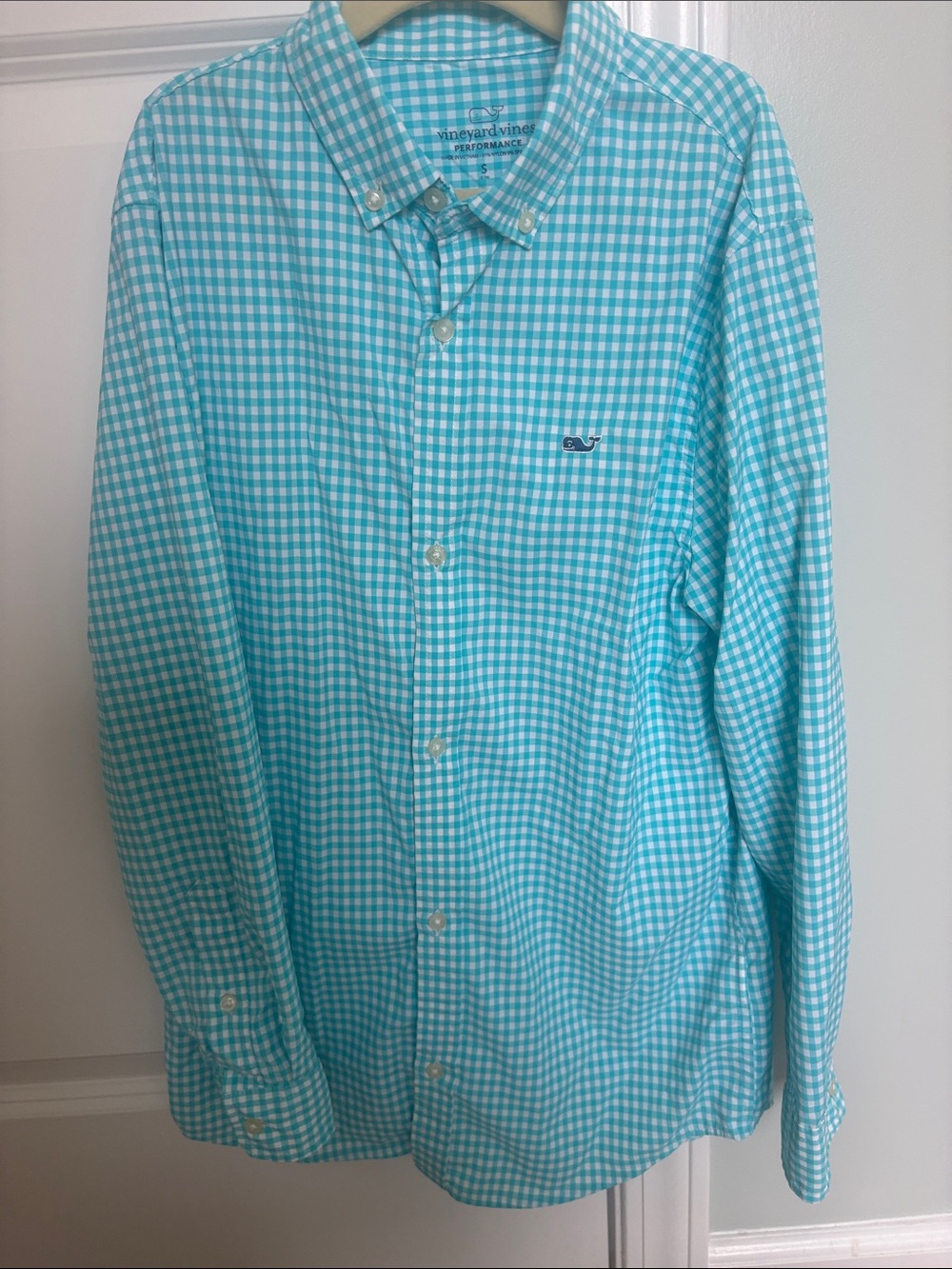Vineyard Vines Turquoise Gingham Button-Down Shirt